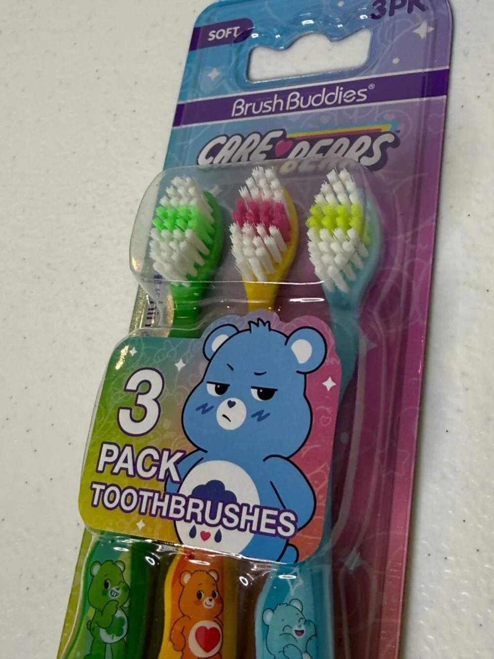 Care Bears 3 Pack Toothbrushes Soft Bristle New